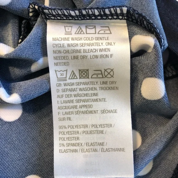 SUSAN GRAVER Blouse Womens 2X Top Polka Navy White - Picture 4 of 6